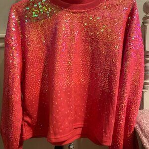 Jodifl pink sequin top size large nwt